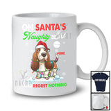 Personalized On Santa's Naughty List; Lovely Christmas Custom Name Basset Hound Owner T-Shirt