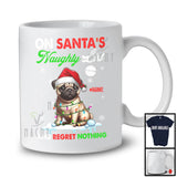 Personalized On Santa's Naughty List; Lovely Christmas Custom Name Pug Owner T-Shirt