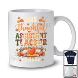 Personalized Custom Name One Thankful Assistant Teacher; Happy Thanksgiving Plaid Pumpkins; Jobs T-Shirt