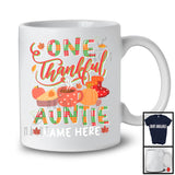 Personalized One Thankful Auntie, Lovely Thanksgiving Plaid Pumpkin Coffee, Custom Name Family T-Shirt