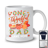 Personalized One Thankful Dad, Lovely Thanksgiving Plaid Pumpkin Coffee, Custom Name Family T-Shirt