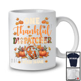 Personalized Custom Name One Thankful Dispatcher; Happy Thanksgiving Plaid Pumpkins; Jobs T-Shirt