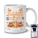 Personalized Custom Name One Thankful Electrician; Happy Thanksgiving Plaid Pumpkins; Jobs T-Shirt