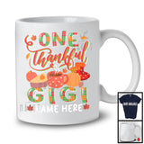 Personalized One Thankful Gigi, Lovely Thanksgiving Plaid Pumpkin Coffee, Custom Name Family T-Shirt