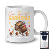 Personalized One Thankful Grandma; Lovely Thanksgiving Custom Name Turkeys; Family Group T-Shirt