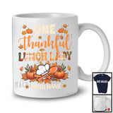 Personalized Custom Name One Thankful Lunch Lady; Happy Thanksgiving Plaid Pumpkins; Jobs T-Shirt