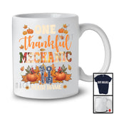 Personalized Custom Name One Thankful Mechanic; Happy Thanksgiving Plaid Pumpkins; Jobs T-Shirt