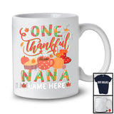 Personalized One Thankful Nana, Lovely Thanksgiving Plaid Pumpkin Coffee, Custom Name Family T-Shirt