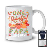 Personalized One Thankful Papa, Lovely Thanksgiving Plaid Pumpkin Coffee, Custom Name Family T-Shirt