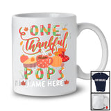Personalized One Thankful Pops, Lovely Thanksgiving Plaid Pumpkin Coffee, Custom Name Family T-Shirt