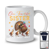 Personalized One Thankful Sister; Lovely Thanksgiving Custom Name Turkeys; Family Group T-Shirt