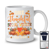 Personalized Custom Name One Thankful Social Worker; Happy Thanksgiving Plaid Pumpkins; Jobs T-Shirt