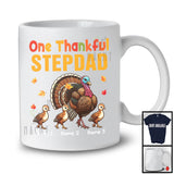 Personalized One Thankful Stepdad; Lovely Thanksgiving Custom Name Turkeys; Family Group T-Shirt