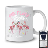 Personalized Our Flock Rocks; Humorous Flamingo Playing Guitar; Custom Name Teacher Guitarist T-Shirt