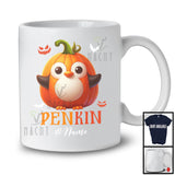 Personalized Penkin; Scary Halloween Cosplay Animal; Custom Name Penguin Pumpkin Face T-Shirt