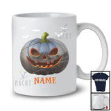 Personalized Petanque Pumpkin Face, Humorous Halloween Custom Name Petanque Player T-Shirt