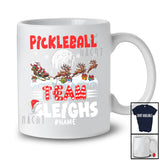 Personalized Pickleballs Team Sleighs; Joyful Christmas Santa Sled Reindeer; Custom Name Sport Player T-Shirt