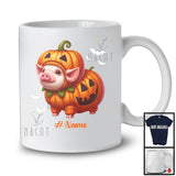 Personalized Pig Pumpkin Cosplay; Humorous Halloween Custom Name Pig; Farm Animal T-Shirt