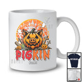 Personalized Pigkin; Creepy Halloween Moon Pig Cosplay Pumpkin; Custom Name Farmer T-Shirt