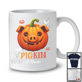 Personalized Pigkin; Scary Halloween Cosplay Farmer; Custom Name Pig Pumpkin Face T-Shirt