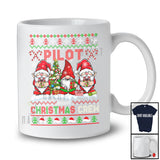 Personalized Pilot Christmas Crew; Adorable X-mas Sweater Three Gnomes Gnomies; Jobs Family T-Shirt