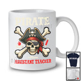 Personalized Pirate Assistant Teacher; Creepy Halloween Pirate Skull; Custom Name Jobs Group T-Shirt