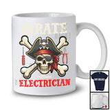 Personalized Pirate Electrician; Creepy Halloween Pirate Skull; Custom Name Electrician Group T-Shirt