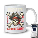 Personalized Pirate Lunch Lady; Creepy Halloween Pirate Skull; Custom Name Lunch Lady Group T-Shirt