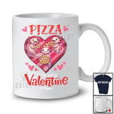 Personalized Pizza is my Valentine; Lovely Axolotl Eating Pizza Hearts; Custom Name Single T-Shirt