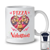 Personalized Pizza is my Valentine; Lovely Capybara Eating Pizza Hearts; Custom Name Single T-Shirt