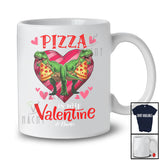 Personalized Pizza is my Valentine; Lovely T-Rex Eating Pizza Hearts; Custom Name Single T-Shirt