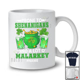 Personalized Prone To Shenanigans Lot O' Malarkey; Happy St. Patrick's Day Custom Name Dabbing Shamrocks T-Shirt