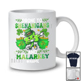 Personalized Prone To Shenanigans Malarkey; Happy St. Patrick's Day Groovy; Custom Name Dabbing Shamrocks T-Shirt