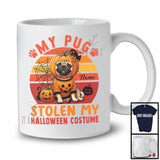 Personalized Pug Stolen My Halloween Costume; Scary Pumpkin Face; Custom Name T-Shirt