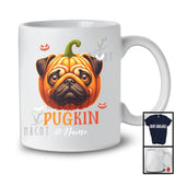 Personalized Pugkin; Scary Halloween Cosplay Animal; Custom Name Pug Pumpkin Face T-Shirt