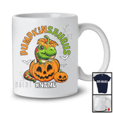 Personalized Pumpkin Saurus; Lovely Halloween Custom Name T-Rex In Pumpkin; Dinosaur T-Shirt