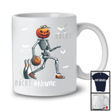 Personalized Pumpkin Skeleton Playing Bowling, Horror Halloween Custom Name Bowling Player T-Shirt