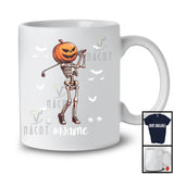 Personalized Pumpkin Skeleton Playing Golf, Horror Halloween Custom Name Golf Player T-Shirt