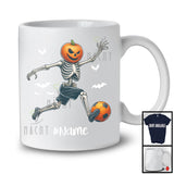 Personalized Pumpkin Skeleton Playing Soccer, Horror Halloween Custom Name Soccer Player T-Shirt