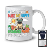 Personalized Puppy's Custom Name Make Me Happy, Lovely Summer Vacation Pug Owner T-Shirt