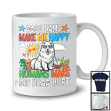 Personalized Puppy's Custom Name Make Me Happy, Lovely Summer Vacation Samoyed Owner T-Shirt