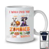 Personalized Push You Front Of Zombies, Scary Halloween Custom Name Whippets Mummy Witch T-Shirt