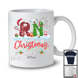 Personalized RN Christmas Crew; Wonderful X-mas Red Green Plaid; Custom Name Nurse Group T-Shirt