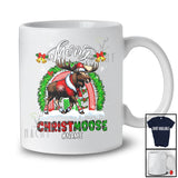 Personalized Rainbow Merry Christmoose; Merry Christmas Lights Santa Moose Red Green T-Shirt