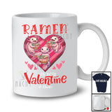 Personalized Ramen is my Valentine; Lovely Axolotl Eating Ramen Hearts; Custom Name Single T-Shirt