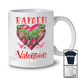 Personalized Ramen is my Valentine; Lovely T-Rex Eating Ramen Hearts; Custom Name Single T-Shirt