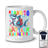 Personalized Ready To Attack Kindergarten; Joyful 100th Day Of School Custom Name Shark Glasses T-Shirt