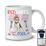 Personalized Red White And Cool, Amazing 4th Of July Beagle Custom Name, Fireworks Patriotic T-Shirt