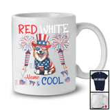 Personalized Red White And Cool, Amazing 4th Of July Corgi Custom Name, Fireworks Patriotic T-Shirt