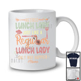 Personalized Retired Lunch Lady Definition Way Happier, Lovely Retirement Flamingo Flowers T-Shirt